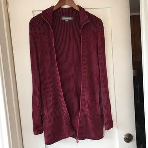 Eddie Bauer long cardigan sweater, red